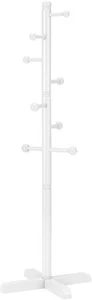 Kindergarderobe, freistehende Garderobenständer mit 8 Haken 2 höhenverstellbar, WEISS - Bild 1 von 2