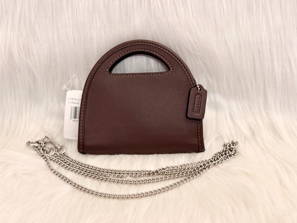 COACH Chain Wallet with Top Handle CT879 Green Leather Women's