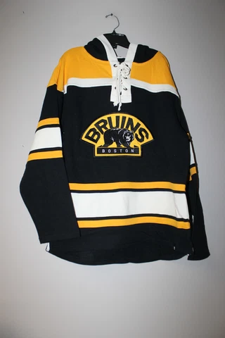 New NHL Boston Bruins old time jersey style mid weight cotton hoodie men's XXL Cover