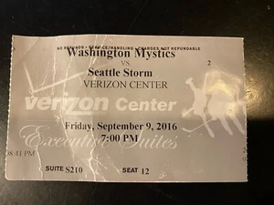 Feb 9 2016 Ticket Stub Verizon Center Washington Mystics Seattle Storm DC Vtg - Picture 1 of 4