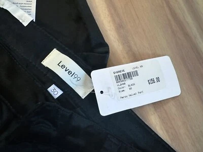 Calça de veludo preta nível 99 nova com etiquetas (US$ 158) tamanho 30 perna alargada - Imagem 1 de 4