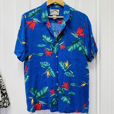 Camisa Hawaiana Paradise Found Años 80 De Colección Para Hombre Talla Grande Floral Pájaro Magnum PI Foto 1 de 3