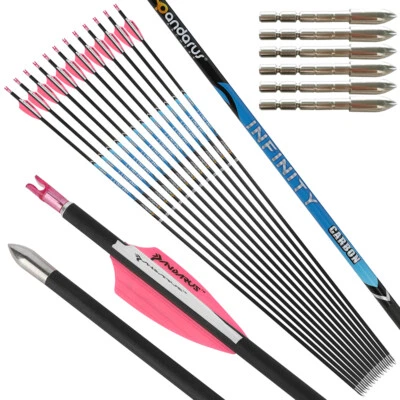12X Pure Carbon Arrows SP200-1500 ID4.2 Archery Bow Hunting Target PANDARUS - Image 1 of 4
