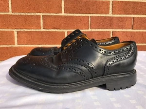 Regent Goodyear Hombres Punta de Ala Vestido Negro Cuero Zapatos Hecho en Inglaterra Talla UK 8 - Imagen 1 de 10