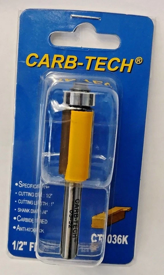 Carb-Tech CT1036K 1/2" Flush Trim Router Bit Carbide Tipped - Image 1 of 1