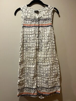 Macacão ANN TAYLOR LOFT Feminino Branco Azul e Laranja Linho Tamanho Pequeno - Imagem 1 de 4