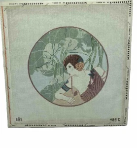 Vintage Hand Painted Needlepoint Canvas 1920’s Flapper 12x12 - Picture 1 of 4