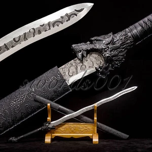 42'' Black Wolf Sword Dao Martial Art Katana Kung Fu Snake Shape Blade Cosplay - Picture 1 of 10