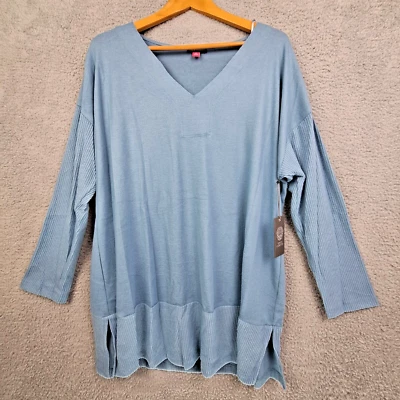 Vince Camuto Top 2X Hombro Caído Suave Azul Claro Tejido Suéter Túnica NUEVO Foto 1 de 4