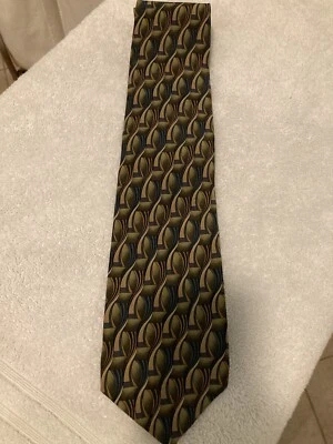 Corbata de seda para hombre Cocktail Collection verde dorado geométrica Foto 1 de 4