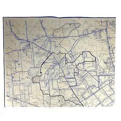 Vintage 1960 TOMBALL TEXAS City Limit Blueprint Map 12  X 10  Oil Fields History • 100.46$