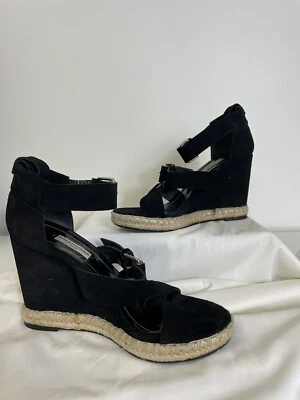 Черные замшевые клинья с открытым носком Balenciaga размер США 6 - Изображение 1 из 4