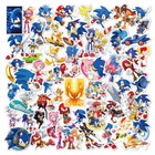 50Pcs Animated Sonic Doodle Sticker Cartoon Decals Phone Laptop Books Bag Party