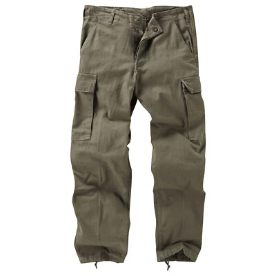 Moleskin Trouser German Army Style Durable Work Cargo Pants Cotton Olive Green - Image 1 of 4