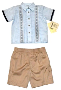 NWT Toddler Boys Outfit Set Short Sleeve Button Up Shirt & Khaki Shorts Size 2T - Picture 1 of 23