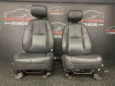 12-14 GMC YUKON SLT PAIR OF FRONT POWER HEATED BUCKET SEATS BLACK LEATHER (A95) - Image 1 of 4