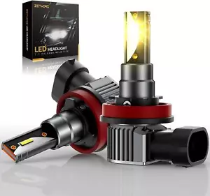 H11 LED Fog Light Bulbs CANBUS Error Free 12000LM 3000K Amber Yellow 60W 2 PCS - Picture 1 of 9