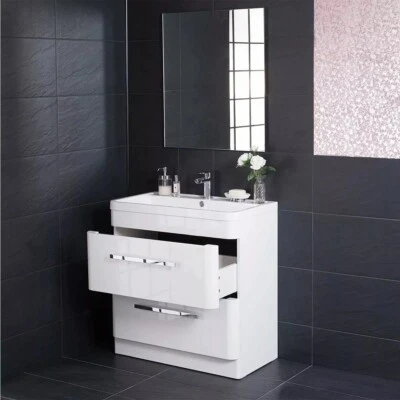 PLUMB GALAXY Luxury 800mm Floor Standing Bathroom Vanity Unit Furniture, Basin