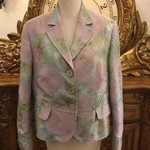 CLEMENT. Size 16-18. Embroidered Satin Lined Long Sleeve Dressy Jacket. DB. - Picture 1 of 11
