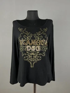 Dolce Gabbana Vintage Womens Long Sleeve Pullover Sweater Logo Black Size XL - Picture 1 of 12
