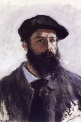 克劳德·莫奈自画像带贝雷帽 1886 年印象派艺术海报 12x18 — 第 1/3 张图片