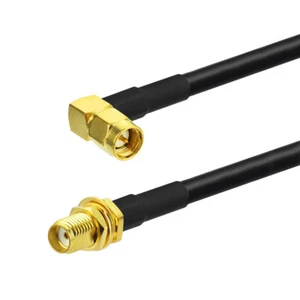 2-pcs SMA Male Right Angle to Female KSR195 Low Loss Coaxial Pigtail Cable 1M - Picture 1 of 3