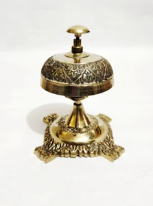 Klassische massive alte Messing Service Anruf Glocke Weihnachtsgeschenk für Hotels Büro Schreibtische - Bild 1 von 8