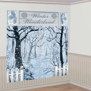 Christmas Winter Wonderland Large Scene Setter Room Decoration Frozen Backdrop
