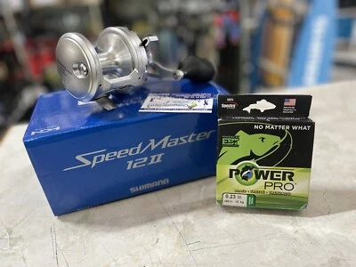 SHIMANO SPEEDMASTER 12 LB TRAINA MANOVELLA A DESTRA DOPPIA VELOCITÀ + TRECCIA - Immagine 1 di 4
