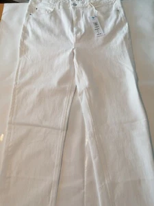 Marks And Spencer Straight High Rise White Jeans Size 16 Short - Picture 1 of 8