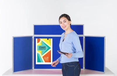 WONDERWALL PRODUCTS LTD Portable Folding 3 Panel Exhibition Display Kit with Grey Frame- Header and Bag