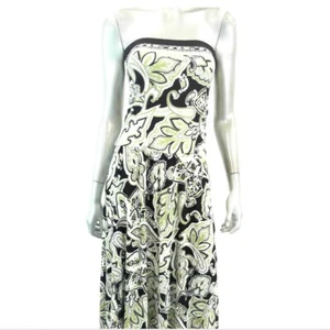 Inc Women Dress S Green Black A-line Slip-On Floral Stretch Paisley - Picture 1 of 3