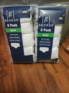 George Men's Briefs Size 3XL Tagless 6 Pack New  - Picture 1 of 6
