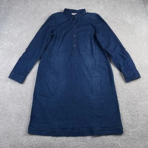 J Jill Shirt Dress Womens Medium Blue Stretch Denim Roll Tab Sleeve Pockets - Picture 1 of 17