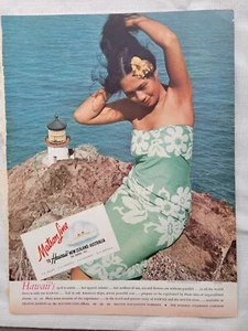 1940 Matson Cruise Ship Lines Hawaii bonito faro mujer anuncio vintage - Imagen 1 de 1