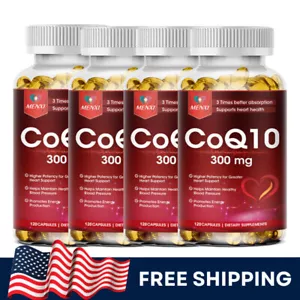 1-4 Bottles 300mg CoQ 10 Coenzyme Q10 120 Capsules Cardiovascular Heart Health - Picture 1 of 14