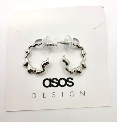 Pendientes de aro de plata con diseño fundido de 25 mm de ASOS DESIGN Foto 1 de 4