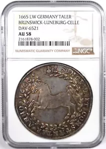 1665 LW DEUTSCHLAND BRAUNSCHWEIG-LÜNEBURG-CELLE DAV-6521 TALER NGC AU 58 - Bild 1 von 2