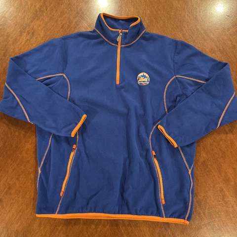 Antigua New York Mets Sweater 1/4 Zip Blue XL Embroidered Logo Zip Pockets MLB Cover