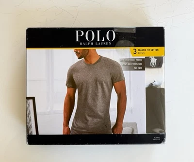 Paquete de 3 camisetas Polo Ralph Lauren CLÁSICAS Fit CLEW BLANCAS AZULES NEGRAS para hombre PEQUEÑAS Foto 1 de 2