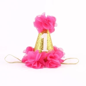 1st Pet Birthday Cone Hat Dogs Cats Holiday Party Hat Headwear Costume with F... - Picture 1 of 1
