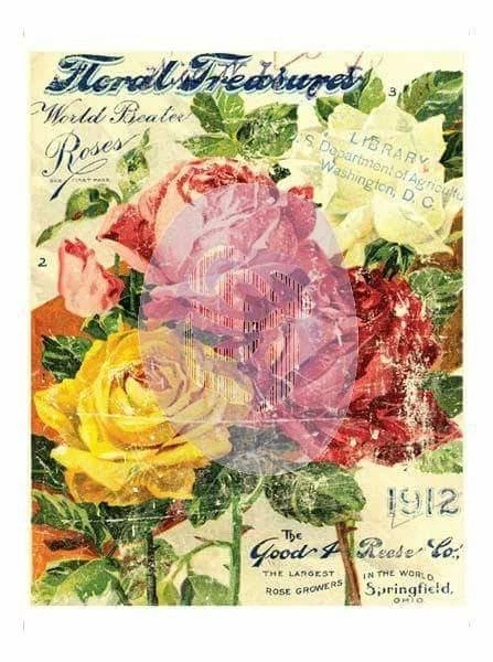 RE-DESIGN WITH PRIMA IOD DECOR TRANSFER FLORAL TREASURE