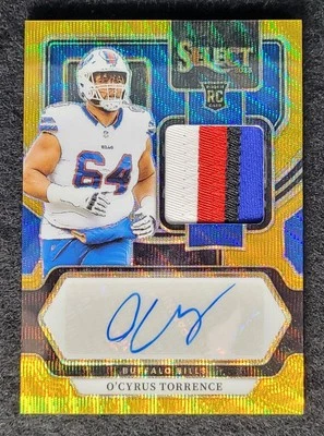 2023 O'cyrus Torrence Panini Select Gold Wave RPA Rookie Patch Auto - Image 1 of 2