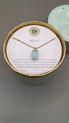 Collar Spartina Daufuskie Island Sea La Vie Relax Gota de Agua Chapado en Oro 18KT Foto 1 de 4