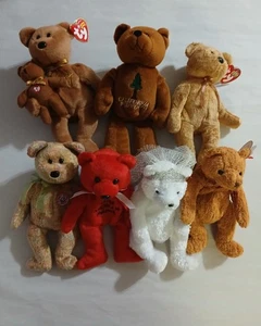 7 Ty Beanie Babies Anacardo Novia 2005 Firma Motas Leñosas En muy buena condición con etiquetas - Imagen 1 de 5