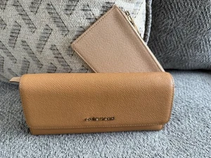 Cole Haan Leder Clutch Geldbörse in hellbraun mit passendem Leder Reißverschluss Etui LESEN - Bild 1 von 16