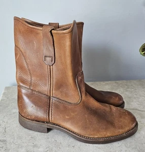 Vintage Red Wing Boots Men's Size 9 E Camel Tan Brown Pull On Cork Sole - Picture 1 of 24