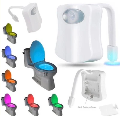 LUCE BAGNO LED PER WATER GABINETTO WC UNIVERSALE CON SENSORE CREPUSCOLARE - Immagine 1 di 3