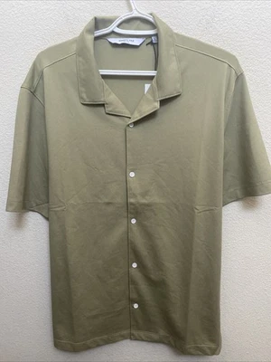 Camisa Kenneth Cole Para Hombre Grande Verde Manga Corta Cuello Abotonado $59 Nueva Con Etiquetas Foto 1 de 4