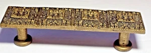 Antique Indian Embossed Floral Brass Door Handle-India-12 cm x 3 cm-187 gms - Picture 1 of 9